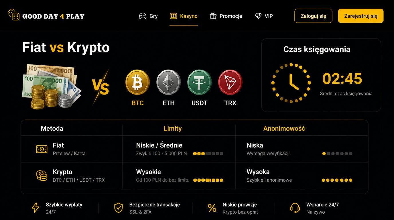 różnice między wpłatami fiat i kryptowalutami w kasynie